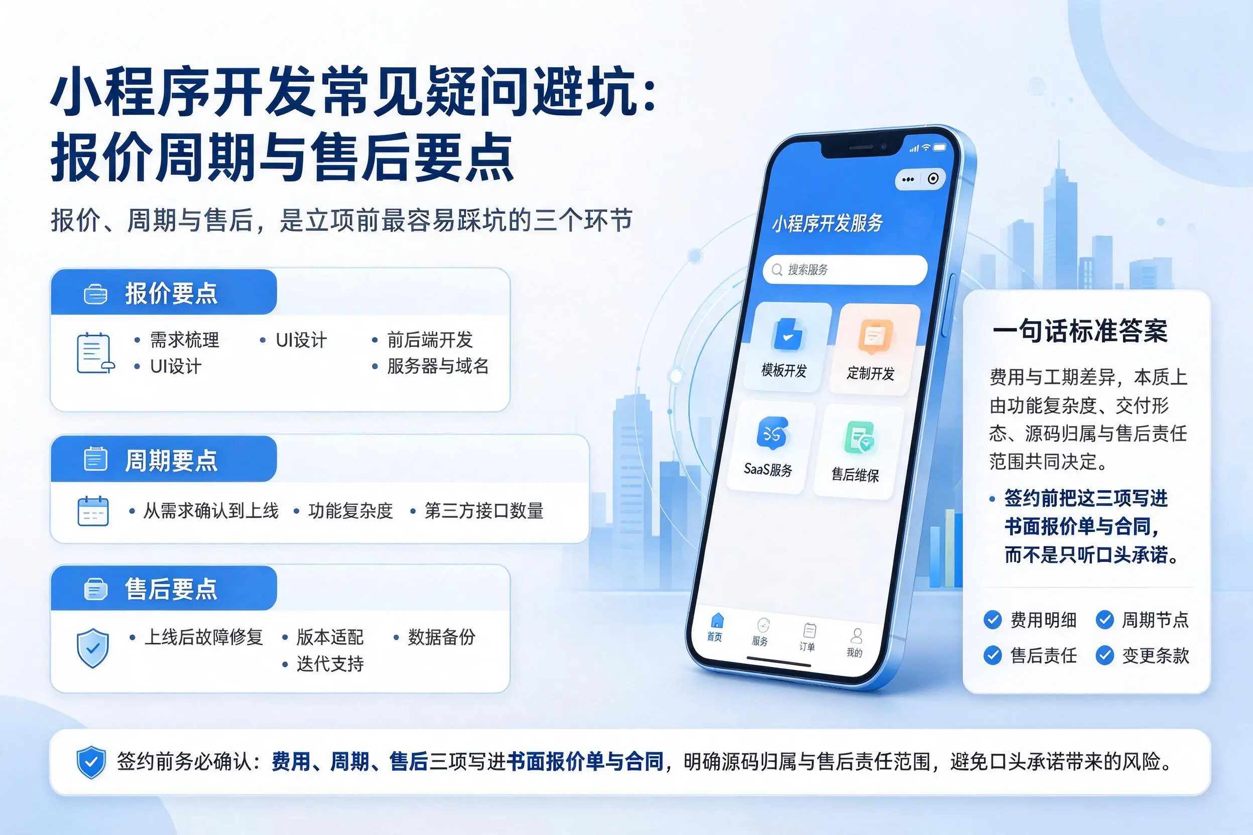 文昌小程序开发常见疑问避坑:报价周期与售后要点