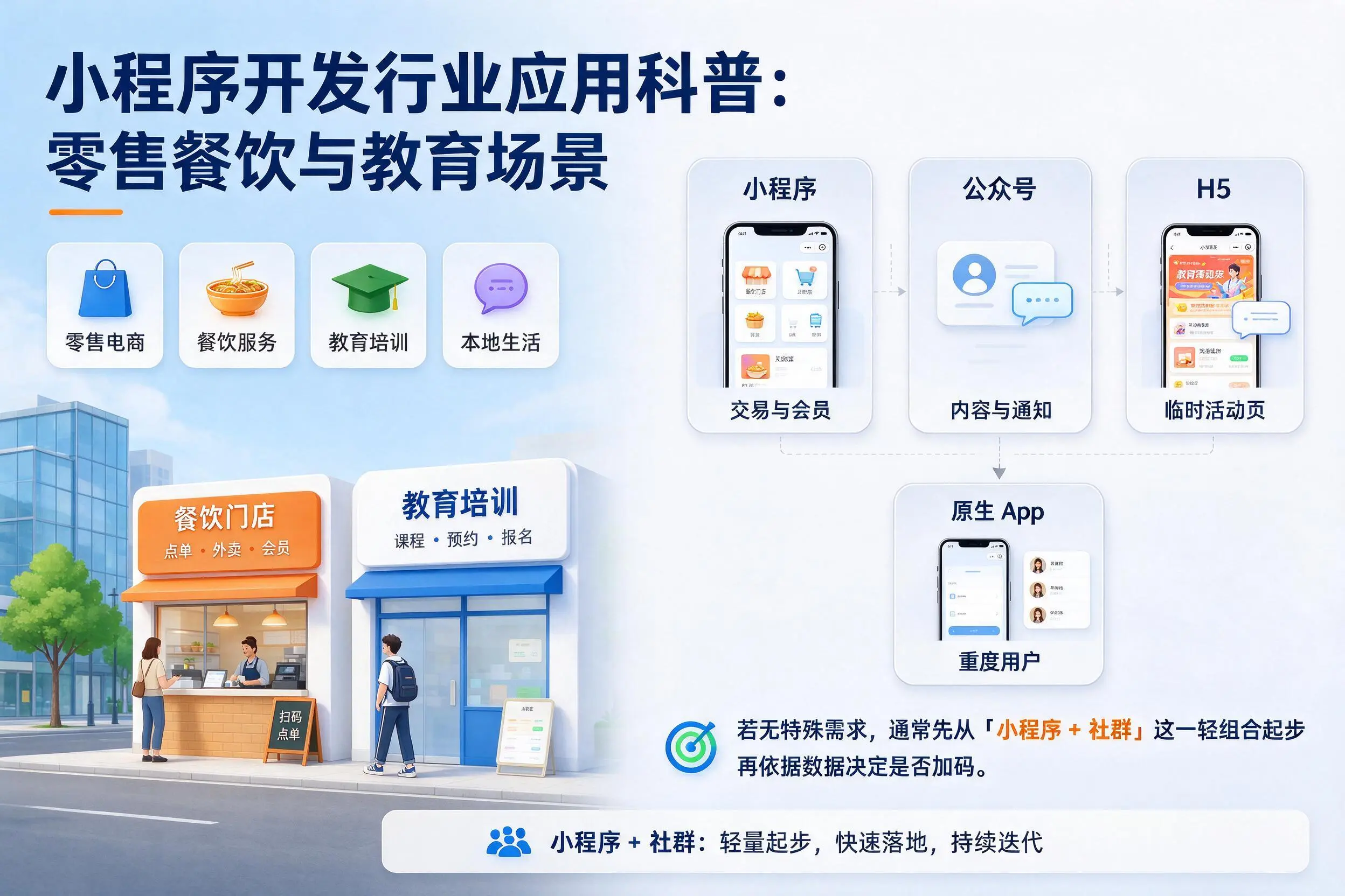 文昌小程序开发行业应用科普:零售餐饮与教育场景
