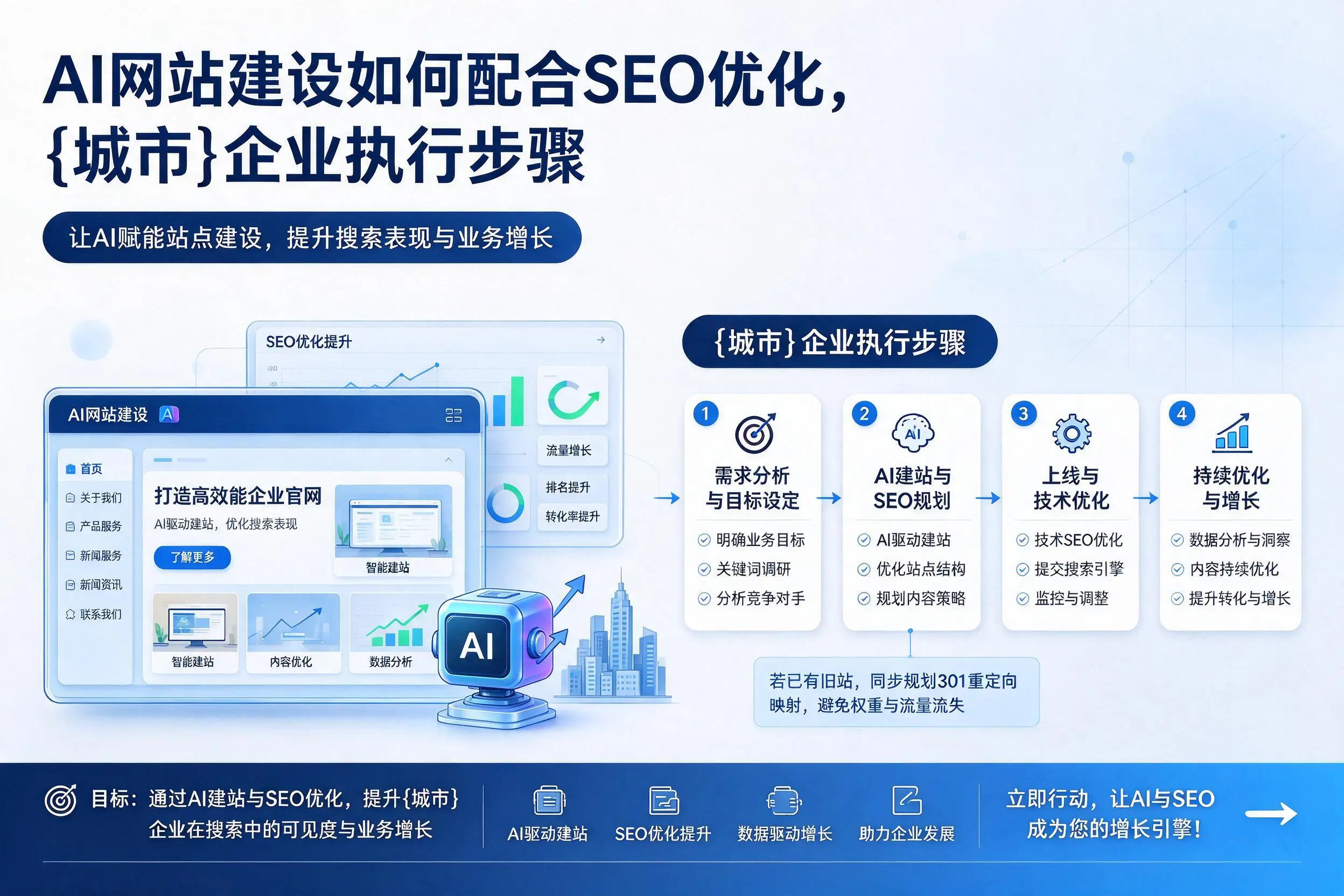 AI网站建设如何配合SEO优化,文昌企业执行步骤