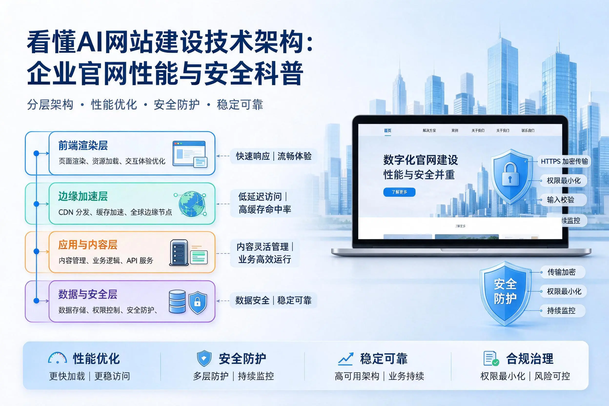 看懂AI网站建设技术架构:文昌企业官网性能与安全科普